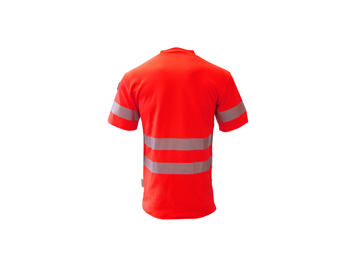 Säntis T-Shirt Kurzarm UPF 40, Gr. M - leuchtrot, mit Reflexstreifen