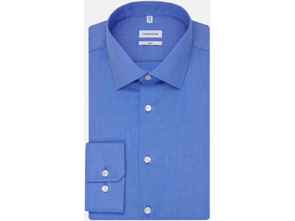 Kent Business Hemd MEN gewebt Gr. 45 - 1/1-lang, mittelblau, Fil a fil, 100% CO