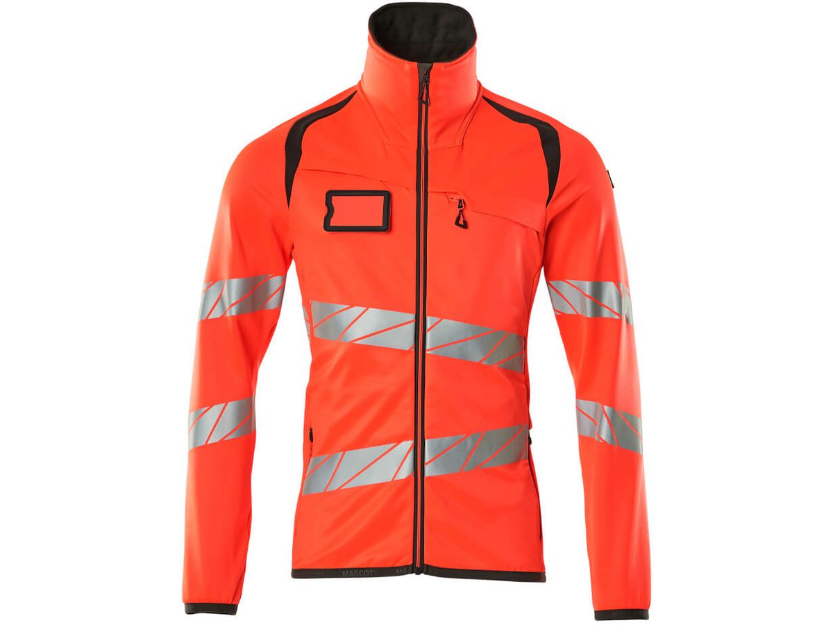 Fleecepullover mit Reissverschl. Gr. XL - hi-vis rot/dunkelanthrazit