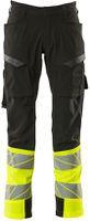 Hose mit Schenkeltaschen, Gr. 76C46 - schwarz/hi-vis gelb
