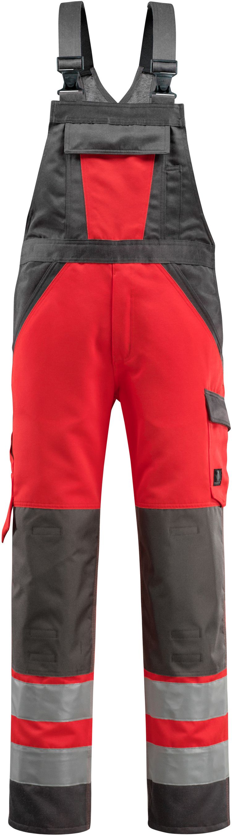 Latzhose Gosford, Gr. 82C44 - hi-vis rot/dunkelanthr. 80% PES / 20% CO