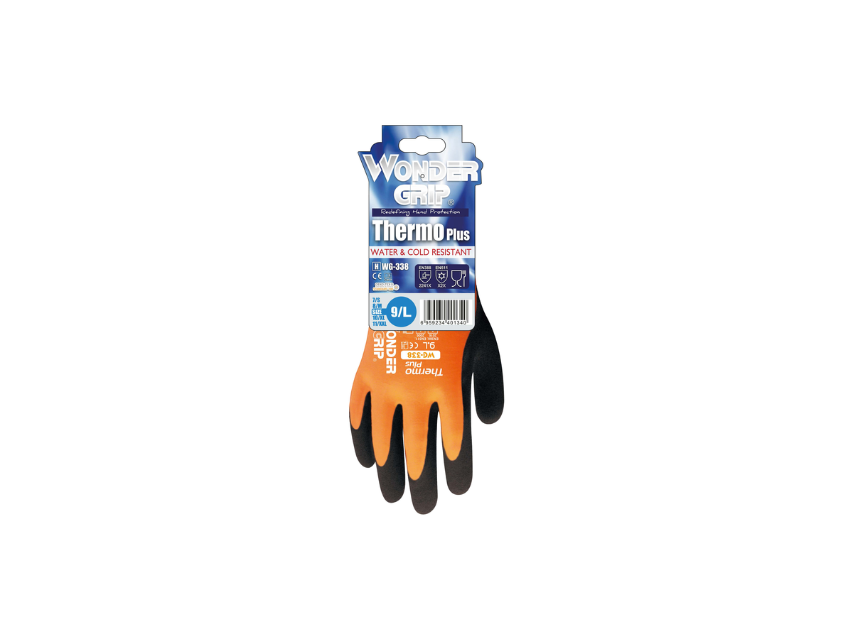 Wonder Grip Thermo Plus Handschuh Gr. L - braun/orange, wasserdicht, 23 cm lang