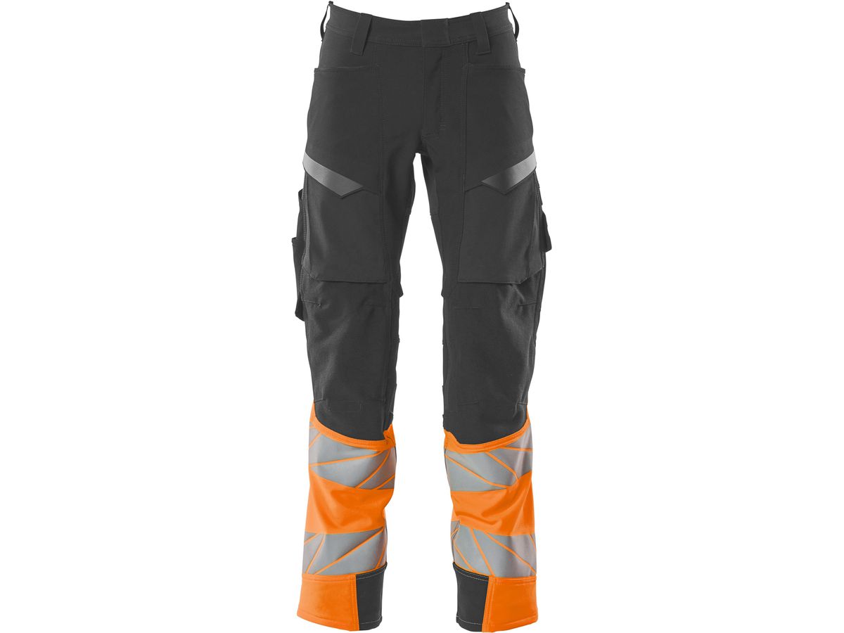 Hose mit Knietaschen, Stretch, Gr. 82C49 - dunkelanth./hi-vis orange, 88%PES/12%EL