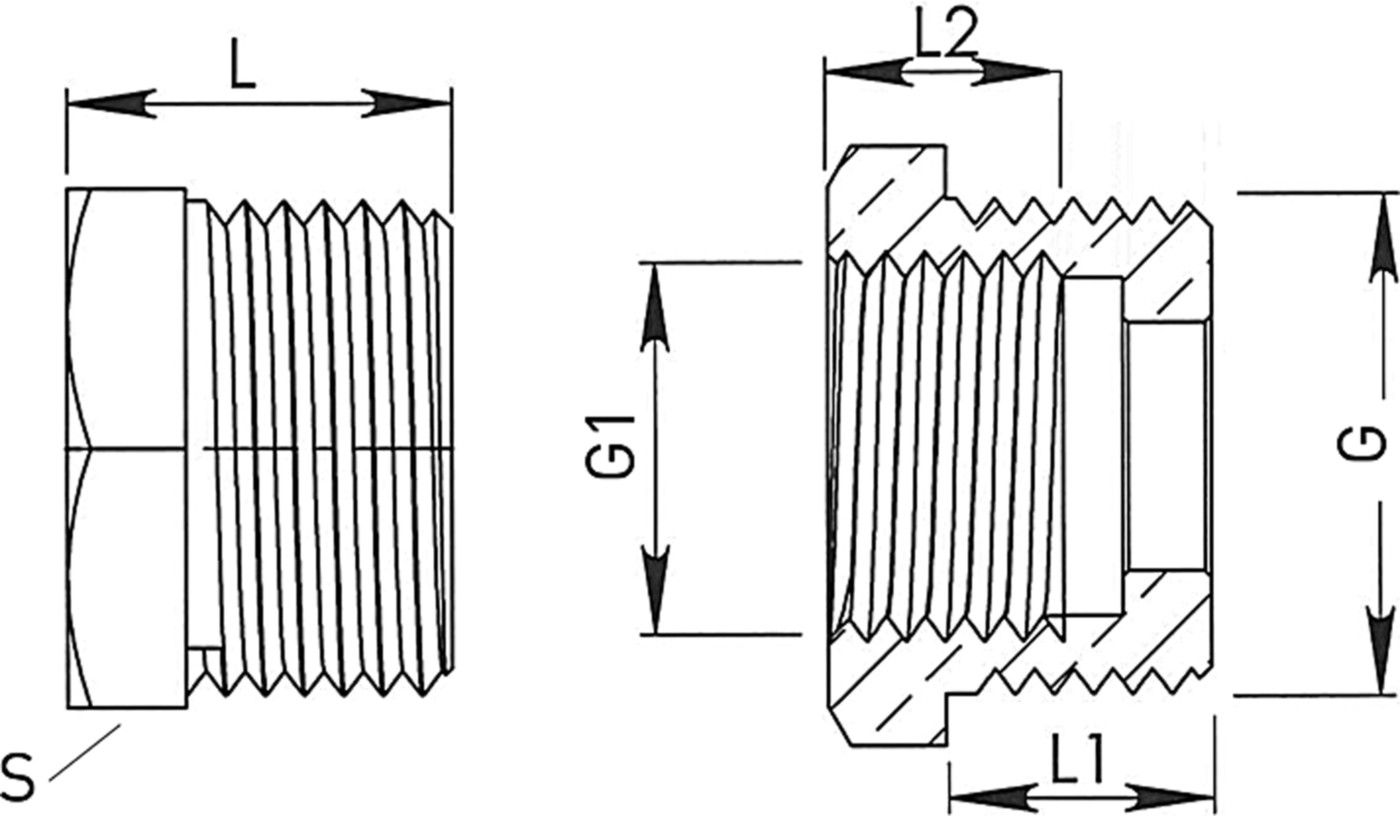Reduzierstück flachdichtend AG/IG - Messing