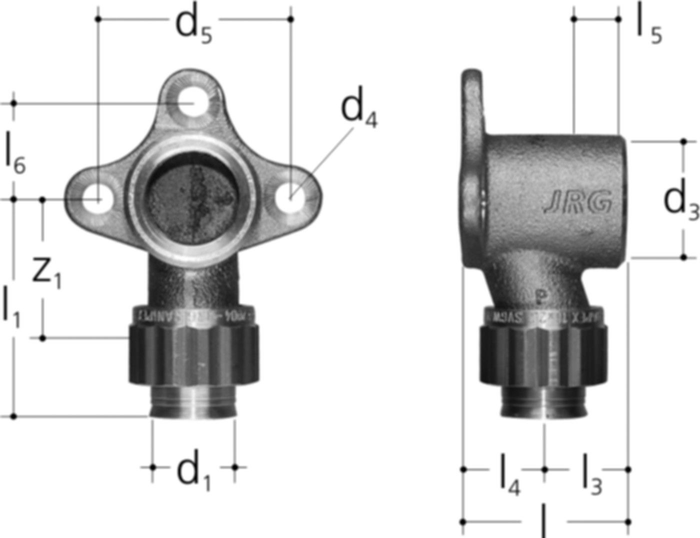 Anschlusswinkel +GF+ JRG Sanipex einfach - mit IG und Bördel-Verschraubung