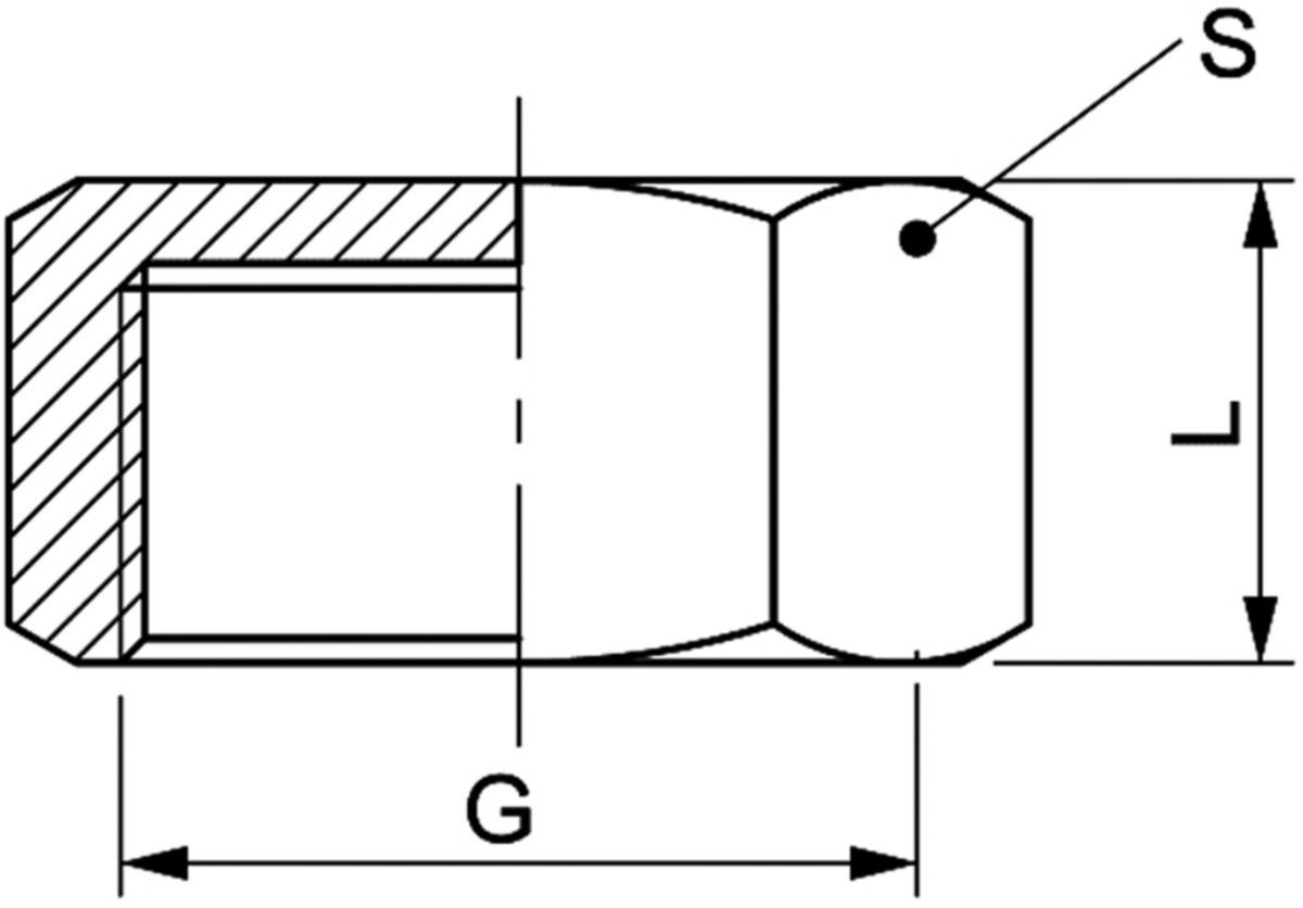 Kappe kurz Messing CW617N - flachdichtend, ohne Dichtung