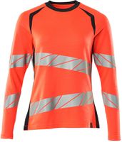 T-Shirt Langarm Damen, Gr. 2XLONE - hi-vis rot/schwarzblau