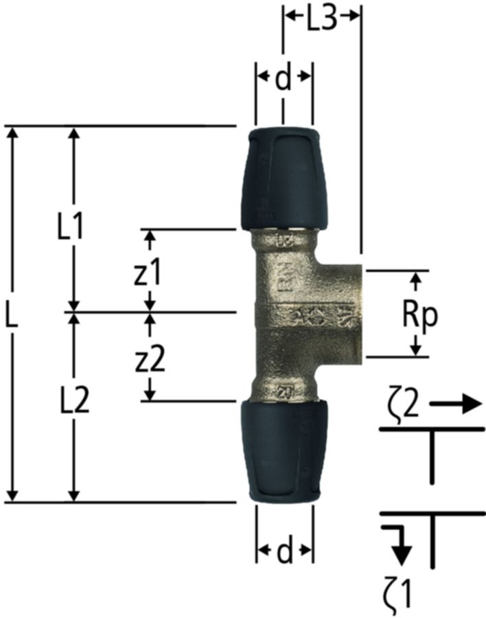 Optiflex-Profix-T-Stück - mit Innengewinde