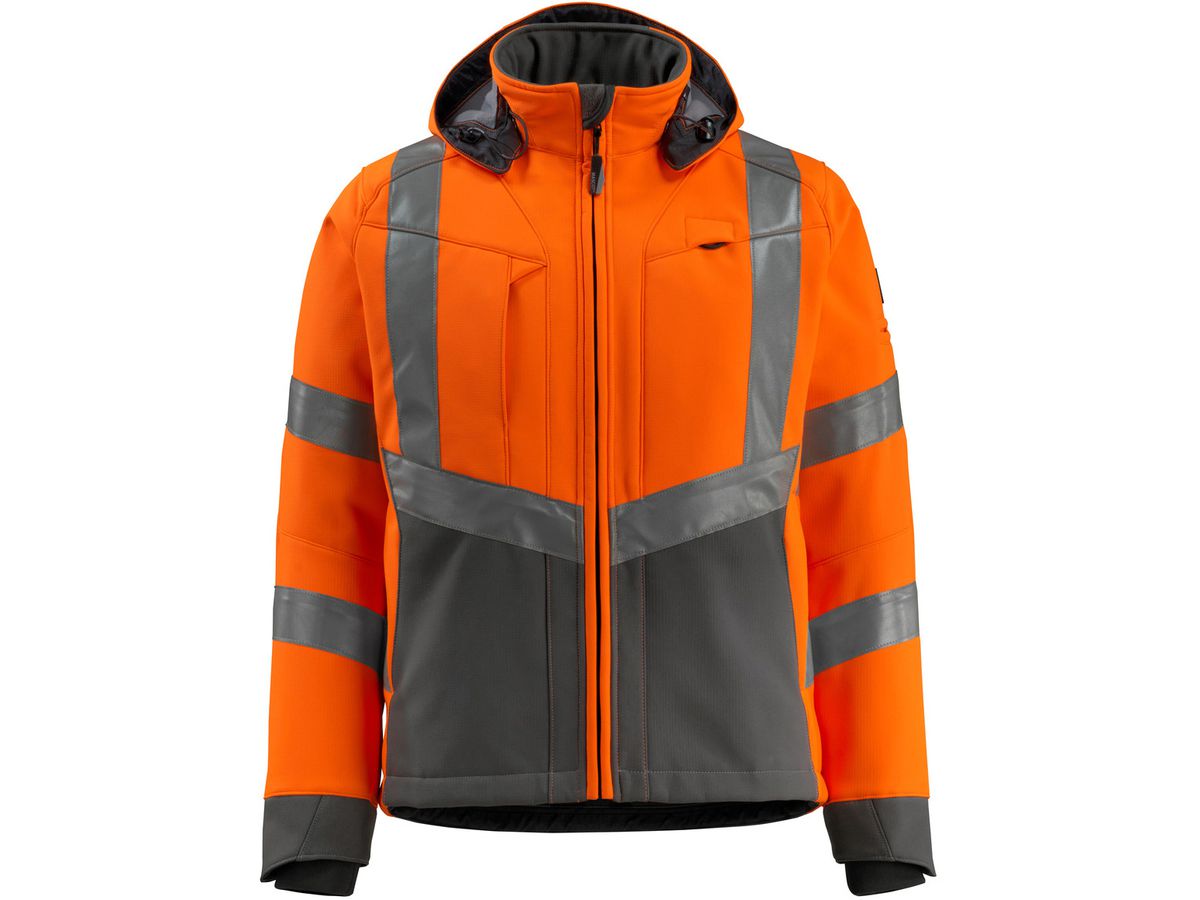 Soft-Shell Jacke Blackpool, Gr. S - hi-vis orange/dunkelanthrazit, 100% PES