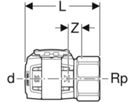 Übergänge mit Innengewinde 1/2" - GEBERIT FlowFit d Ø 16 mm / SW 27 mm