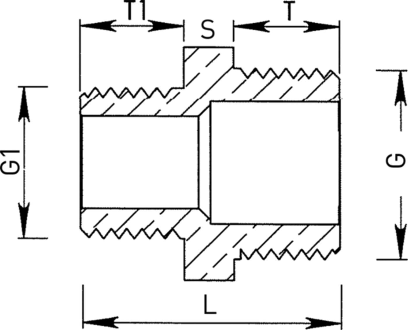 Doppelnippel flachdichtend reduziert - Messing