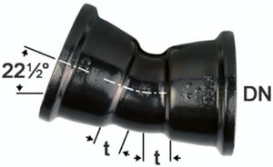 Hochdruckguss Bogen 22° 2 Steckmuffen - Fig. 2824A