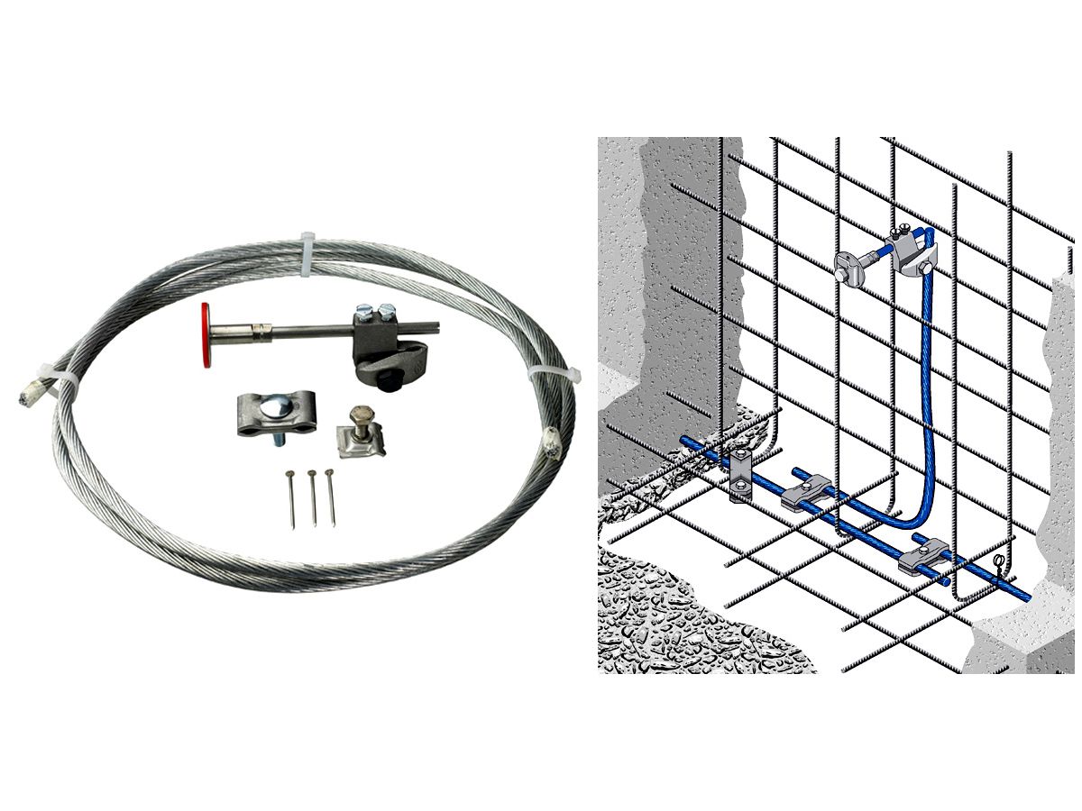 Anschliess-Set für die Fundamenterdung - Stahl-verzinkt, 75mm², Länge 3m