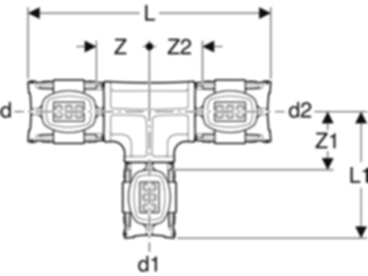 Geberit T-Stücke reduziert - FlowFit d,20/ d1,16/ d2,16 mm