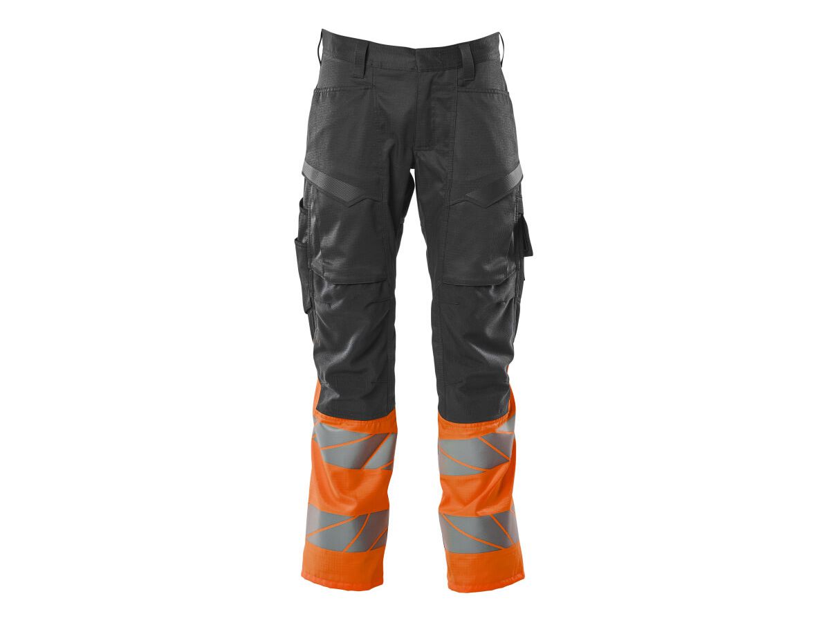 Hose mit Knietaschen, Stretch, Gr. 76C46 - dunkelanthr./hi-vis orange, 70%PES/30%CO