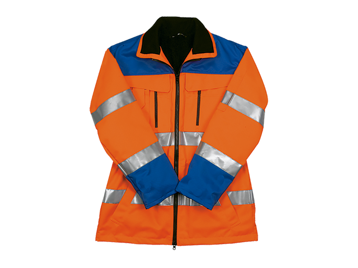 Warnschutzjacke Gr. XL - leuchtorange/blau mit Reflexstreifen