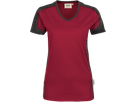 Damen-V-Shirt Co. Perf. S weinrot/anth. - 50% Baumwolle, 50% Polyester, 160 g/m²