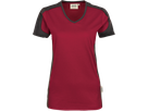 Damen-V-Shirt Co. Perf. 4XL weinrot/anth - 50% Baumwolle, 50% Polyester, 160 g/m²