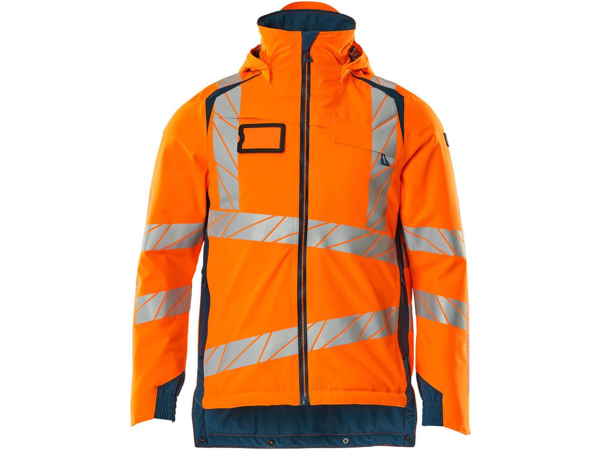 Winterjacke wind- & wasserdicht, Gr. XL - hi-vis orange/dunkelpetroleum, 100% PES