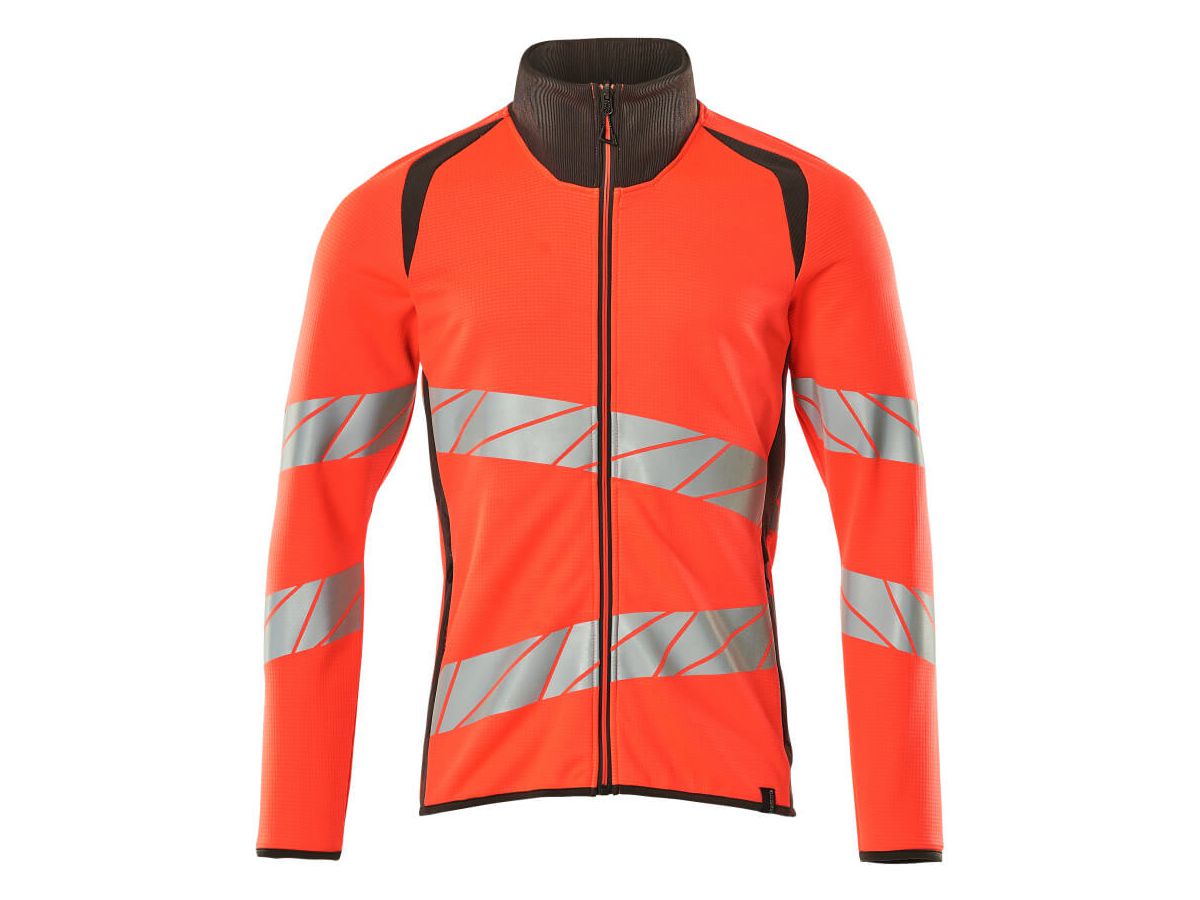 Sweatshirt mit Reissverschluss, Gr. XS - hi-vis rot/dunkelanthrazit