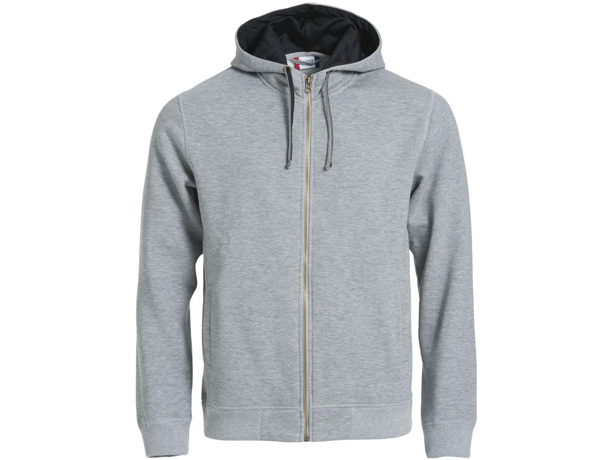 CLIQUE Classic Hoody full zip Gr. S - grau meliert, 60% Baumwolle/40% Polyest.