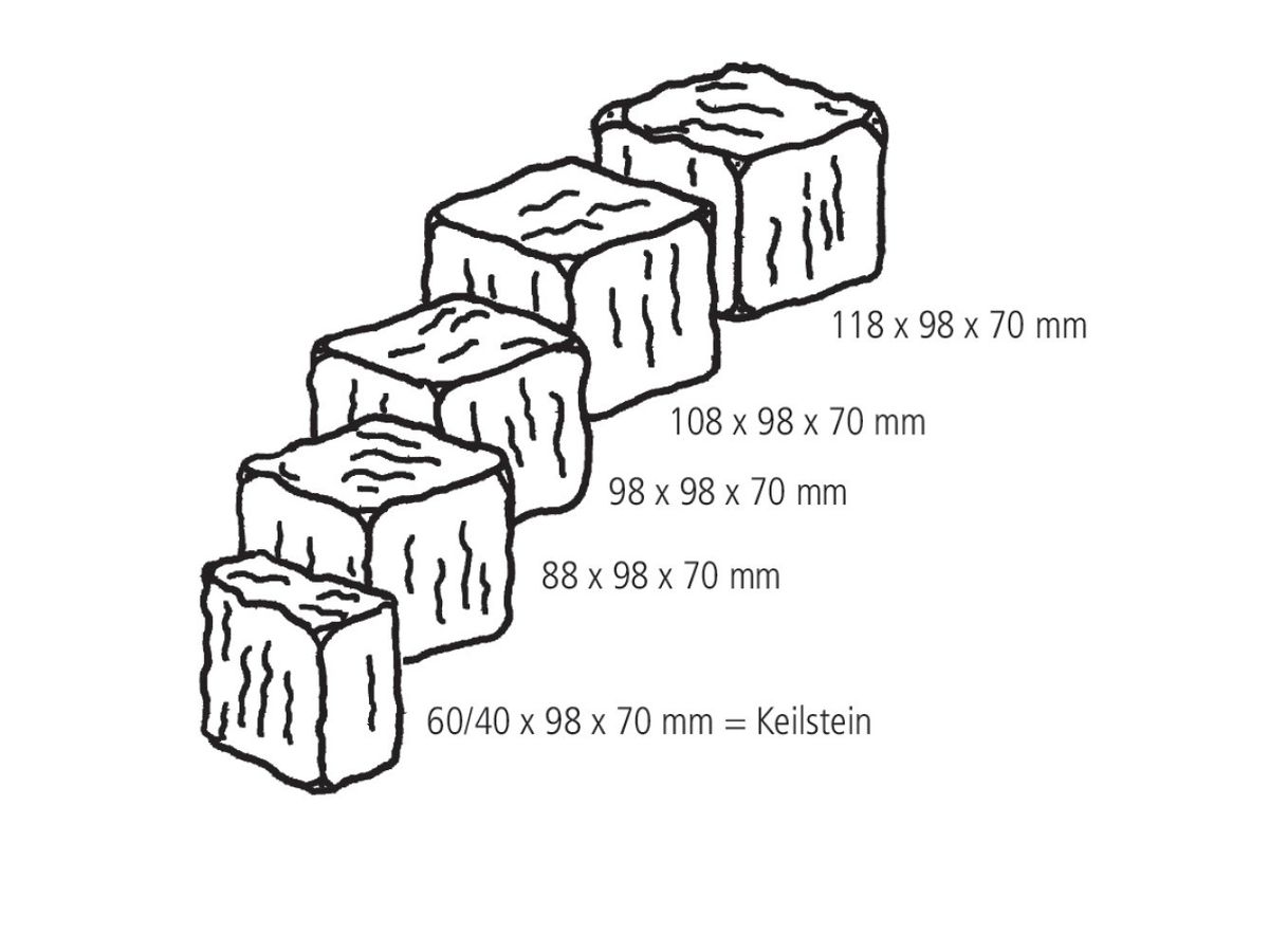 FRIEDA 7cm perlgrau, LBH:8.8-11.8/9.8/7 - strukturiert, Kanten gebrochen