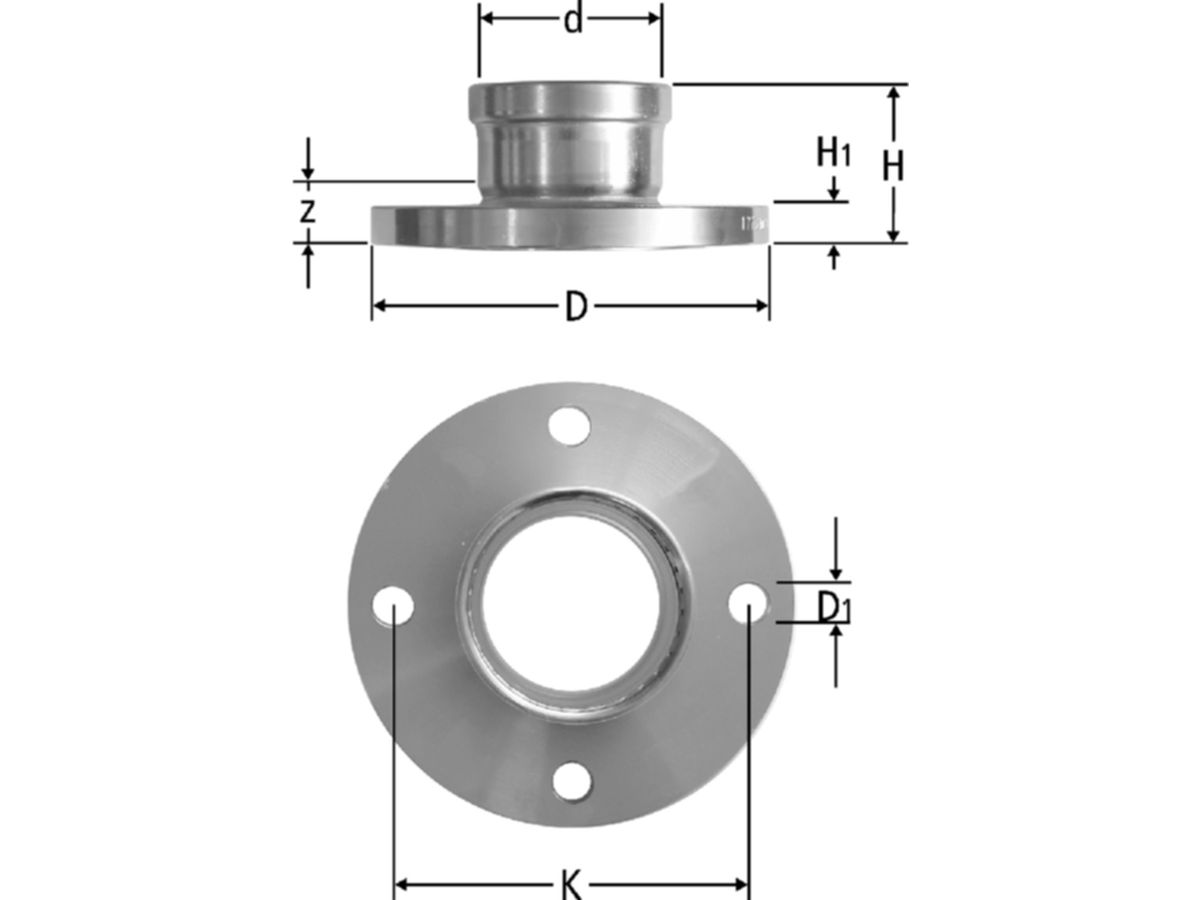 Optipress-Therm Flanschübergang - PN 6 4-Loch