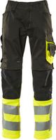 Leeds Hose mit Knietaschen, Gr. 76C46 - schwarz/hi-vis gelb