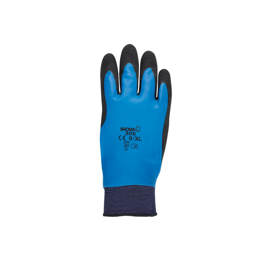 Schutzhandschuhe SHOWA 306 Naturlatex - blau/schwarz, Grösse L (8)