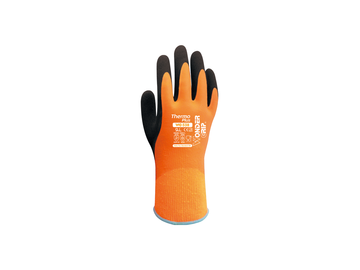 Wonder Grip Thermo Plus Handschuh Gr. M - braun/orange, wasserdicht, 23 cm lang