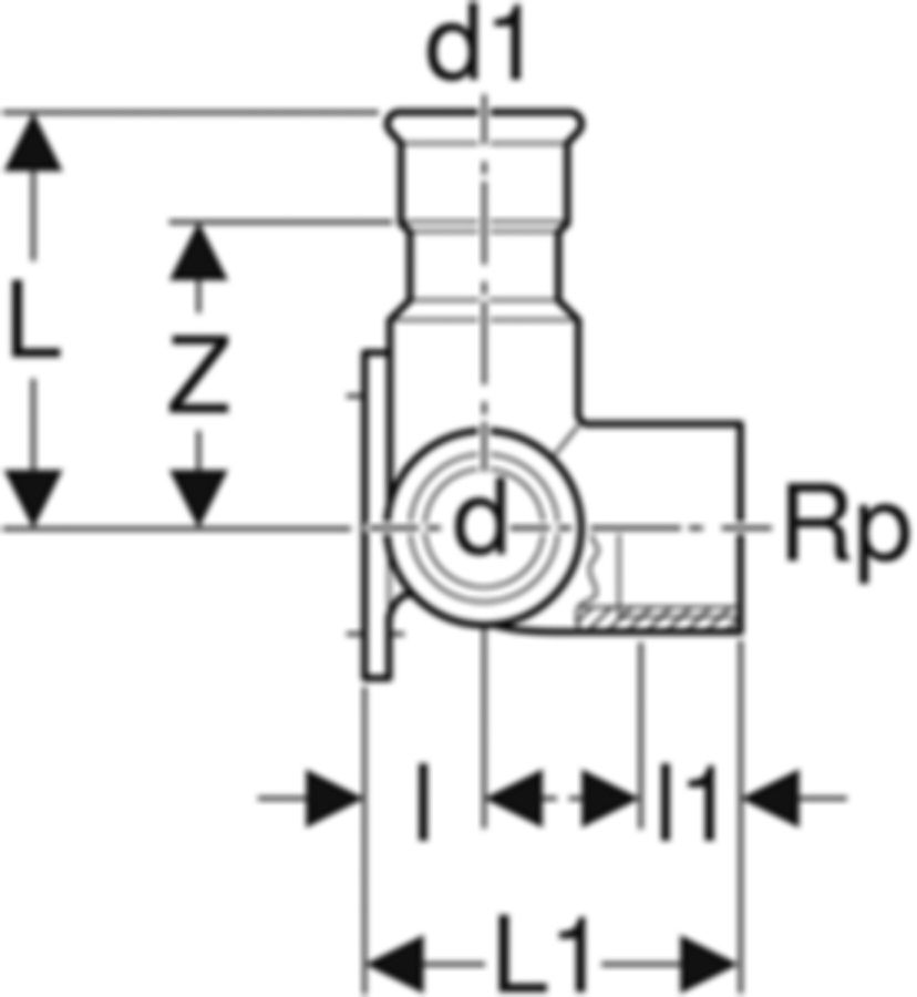 Mapress Edelstahl Armaturenanschlussw. - mit Doppelanschluss 90°