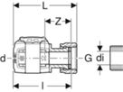 Anschlüsse gerade, mit Überwurfm. 3/4" - GEBERIT FlowFit Ø 25 mm