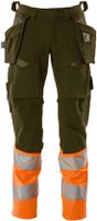 Hose mit Hängetaschen Stretch, Gr. 76C52 - moosgrün/hi-vis orange, 92% PES/8%EL
