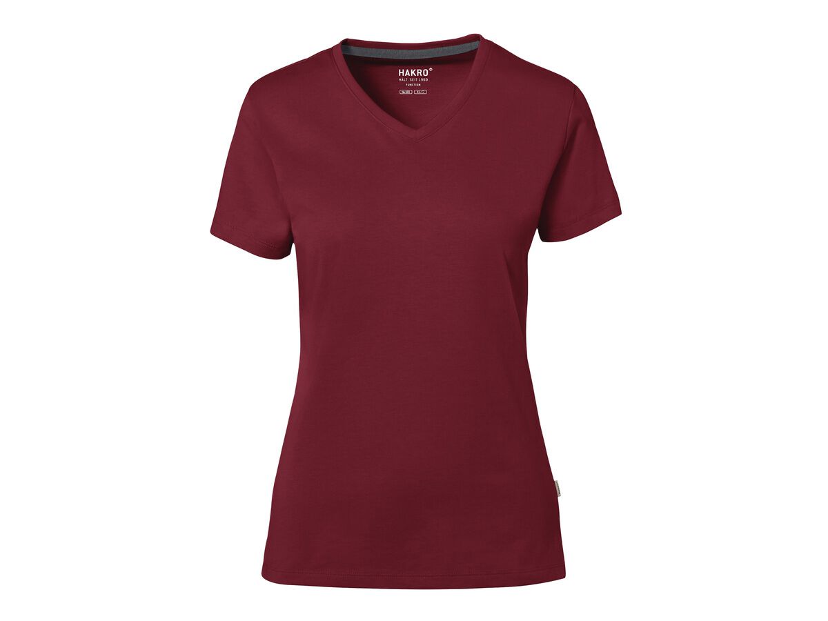 Cotton Tec Damen V-Shirt, Gr. XS - weinrot