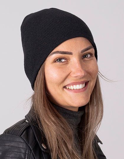 Strickmützte Basic Beanie One Size - Black, POLYLANA