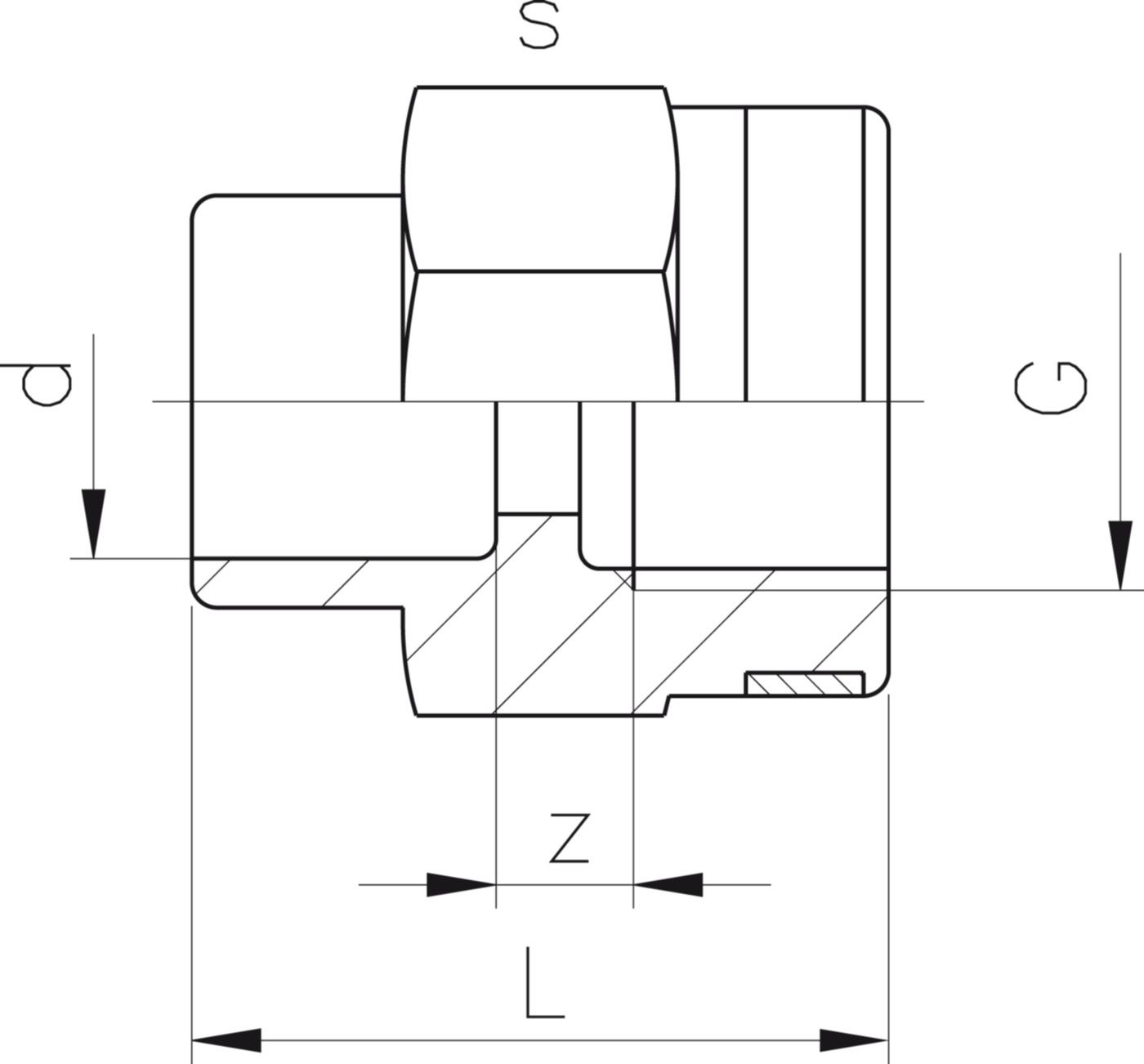 Manometer-Muffe PVC-U metrisch - mit Klebemuffe und Rohr IG G