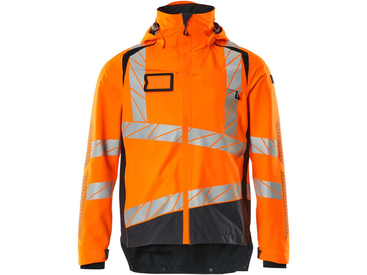 Hard Shell Jacke leichtes Futter Gr. 4XL - hi-vis orange/schwarzblau, 100% PES