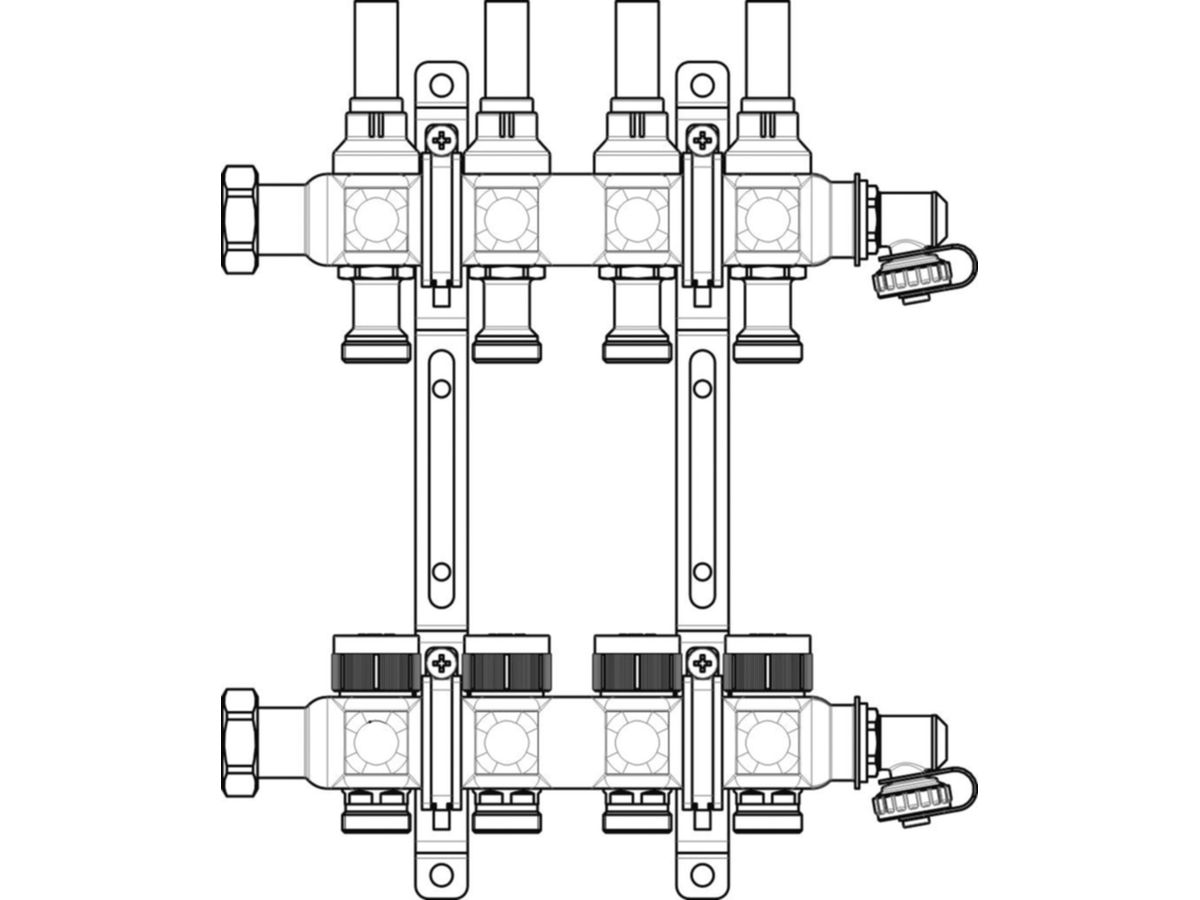 Edelstahl-Vert. Multidis Typ SF53 - Du.flusseinsätzen 0-5 l/min, 8 Heizkreis