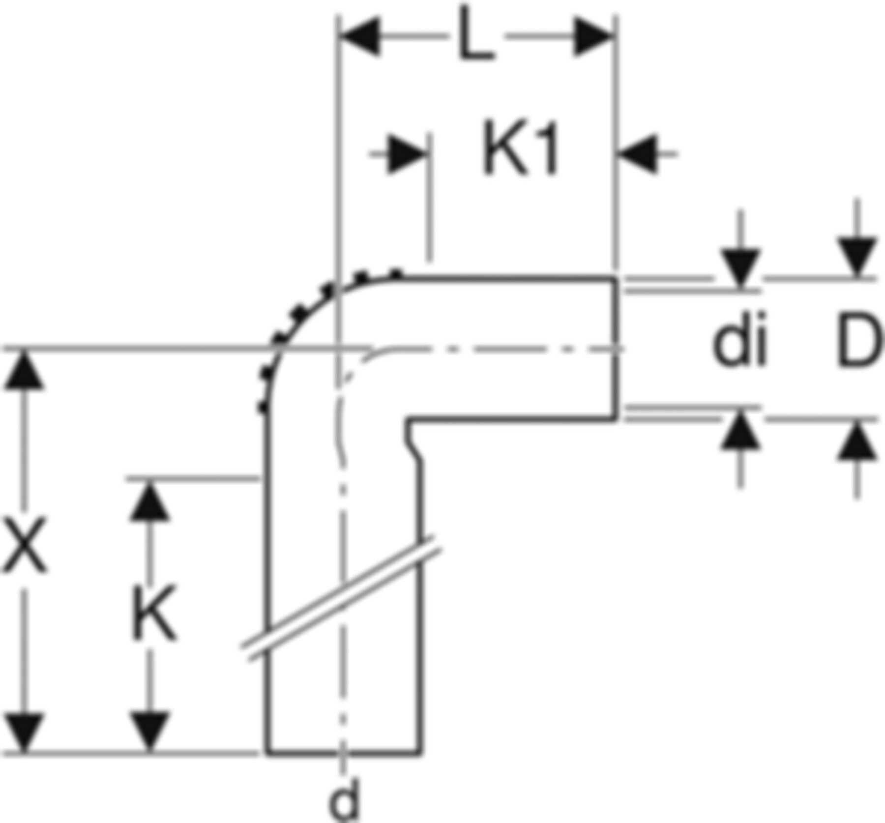 Geberit PE Modul-Anschlussbogen - für Waschtisch/Urinal/Bidet