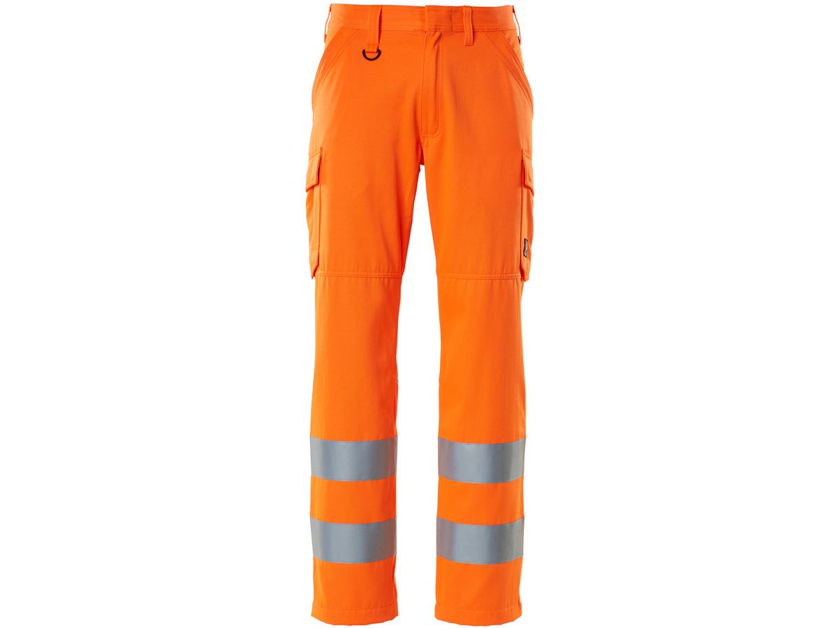 Hose mit Schenkeltaschen, Gr. 82C66 - hi-vis orange, 65% PU/35% CO, 290 g/m2