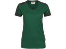 Damen-V-Shirt Contr. Perf. S tanne/anth. - 50% Baumwolle, 50% Polyester, 160 g/m²