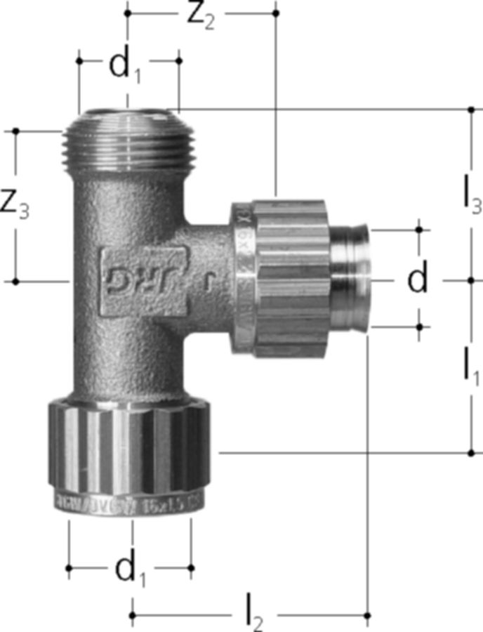 Sanipex T-Stück - aus Rotguss, mit loser Mutter