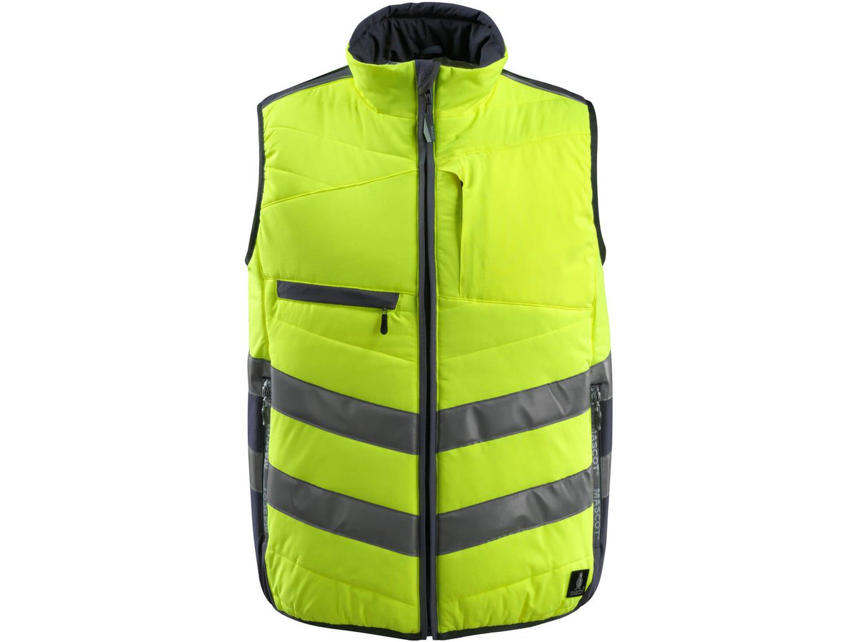 Winterweste GRIMSBY, Gr. M - hi-vis gelb/schwarzblau, 100% PES