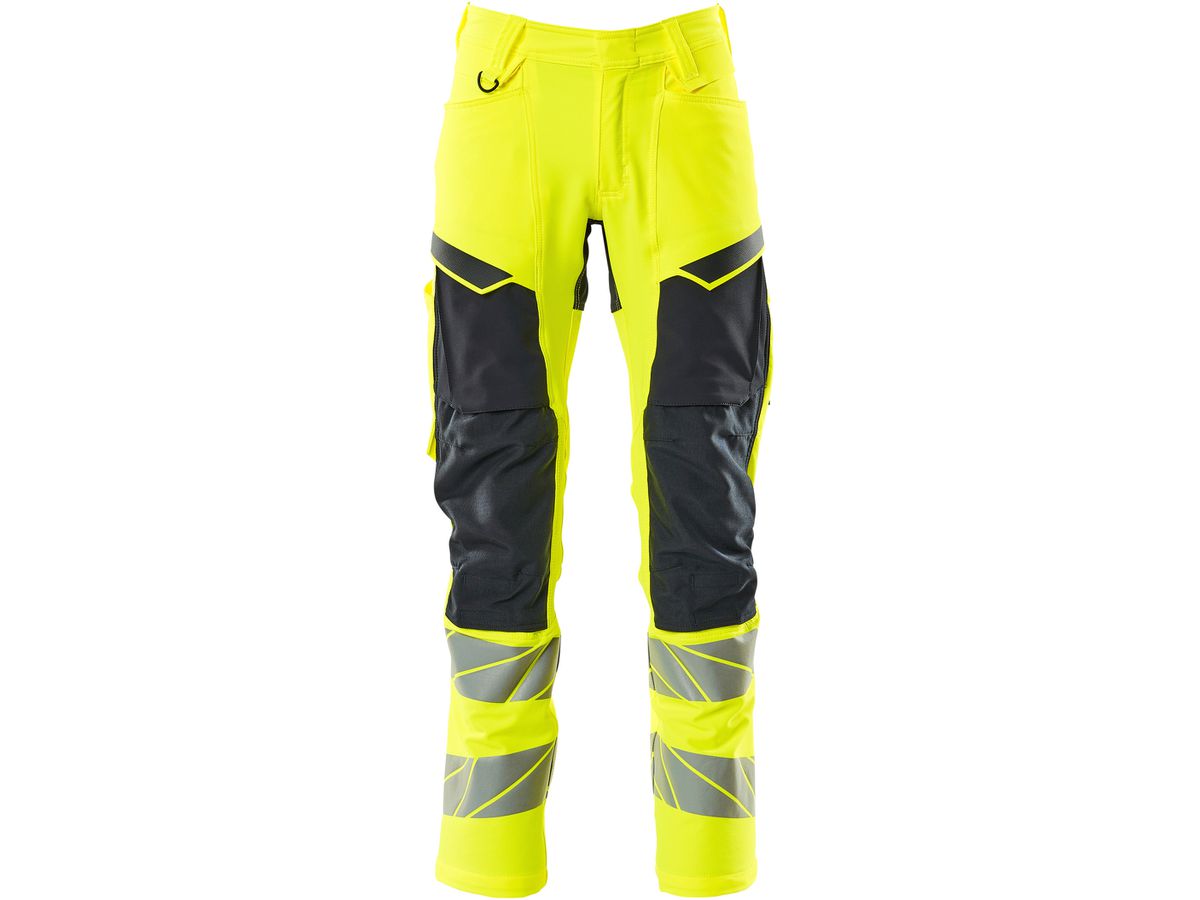 Hose mit Knietaschen, Stretch, Gr. 76C51 - hi-vis gelb/schwarzblau, 92% PES/8%EL