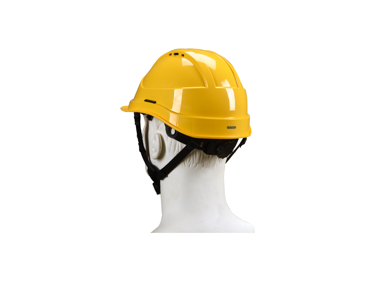 Kara-Helm mit Brille, gelb - EN 397 Kat. II und EN 166