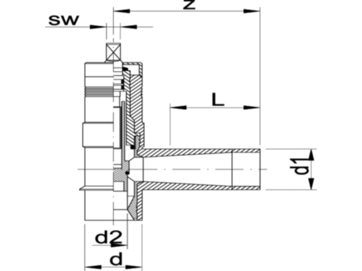 Ventil-T-Stück PE100 S-5 SDR 11 ELGEF - 5 bar Gas / 16 bar Wasser