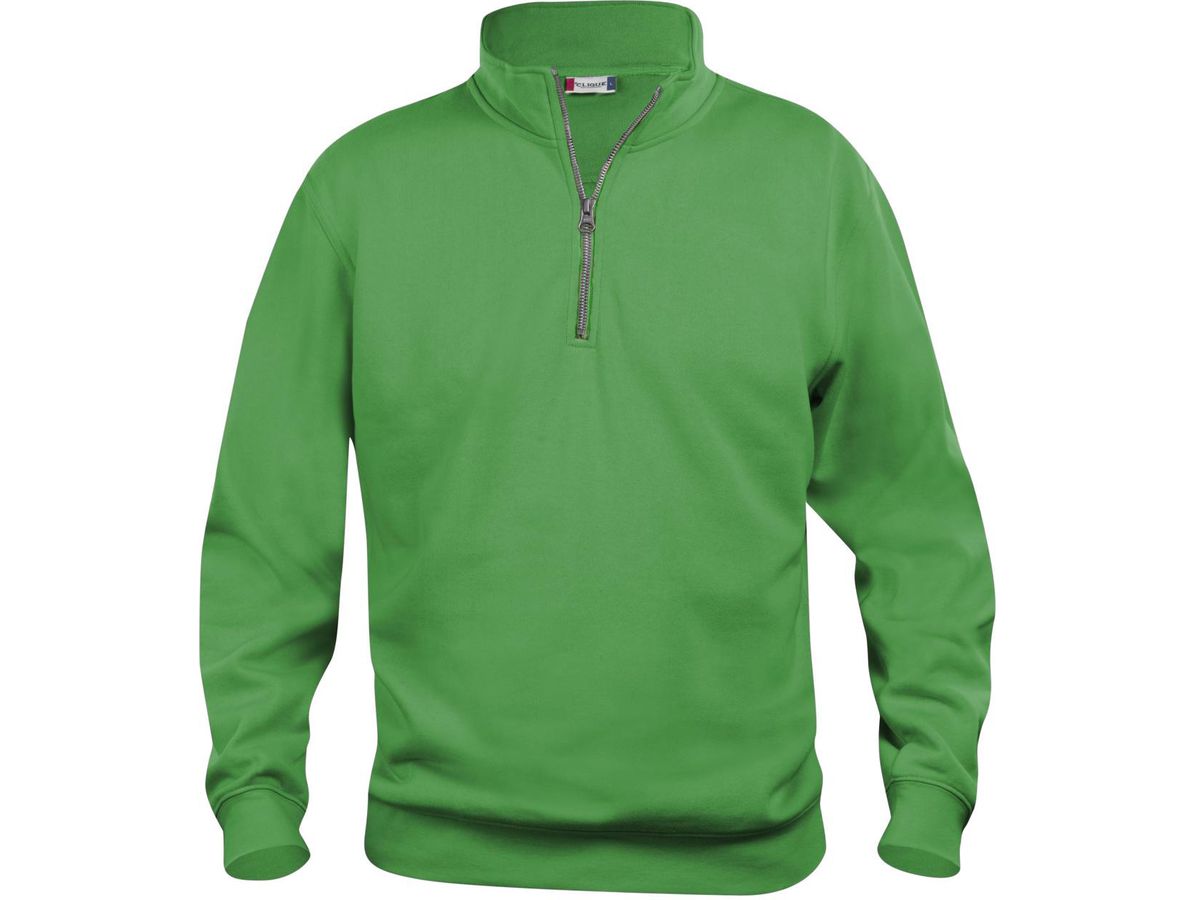 CLIQUE BASIC Half Zip Applegreen, Gr. S - 65% Polyest. 35% Baumw. 280 g/m2