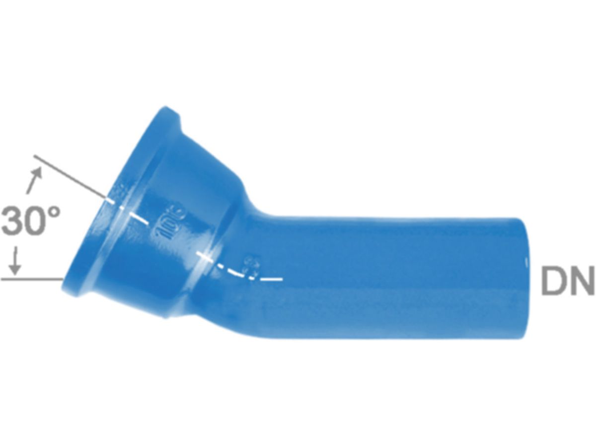 Hochdruckguss Bogen 30° - Fig. 2823, Steckmuffe und Spitzende