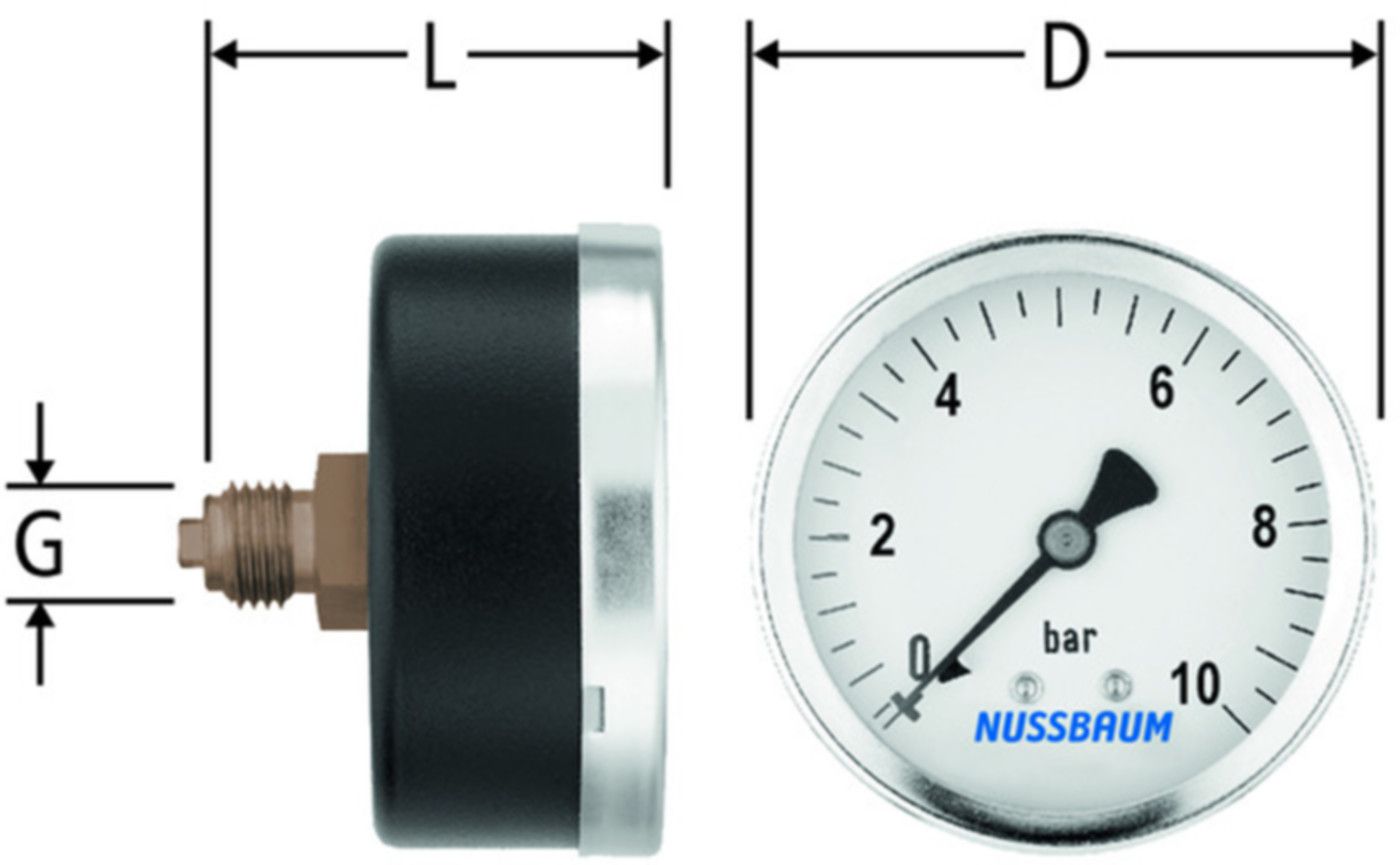 Manometer mit Axialanschluss - zu Druckreduzierventile und Redfil