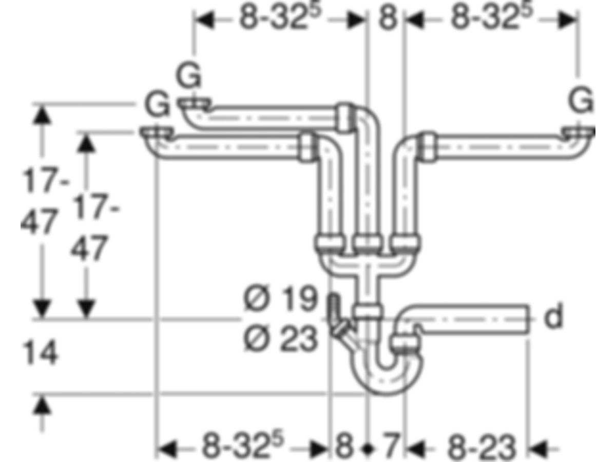 Geberit Sifongarnitur 3-tlg 56 x 1½"